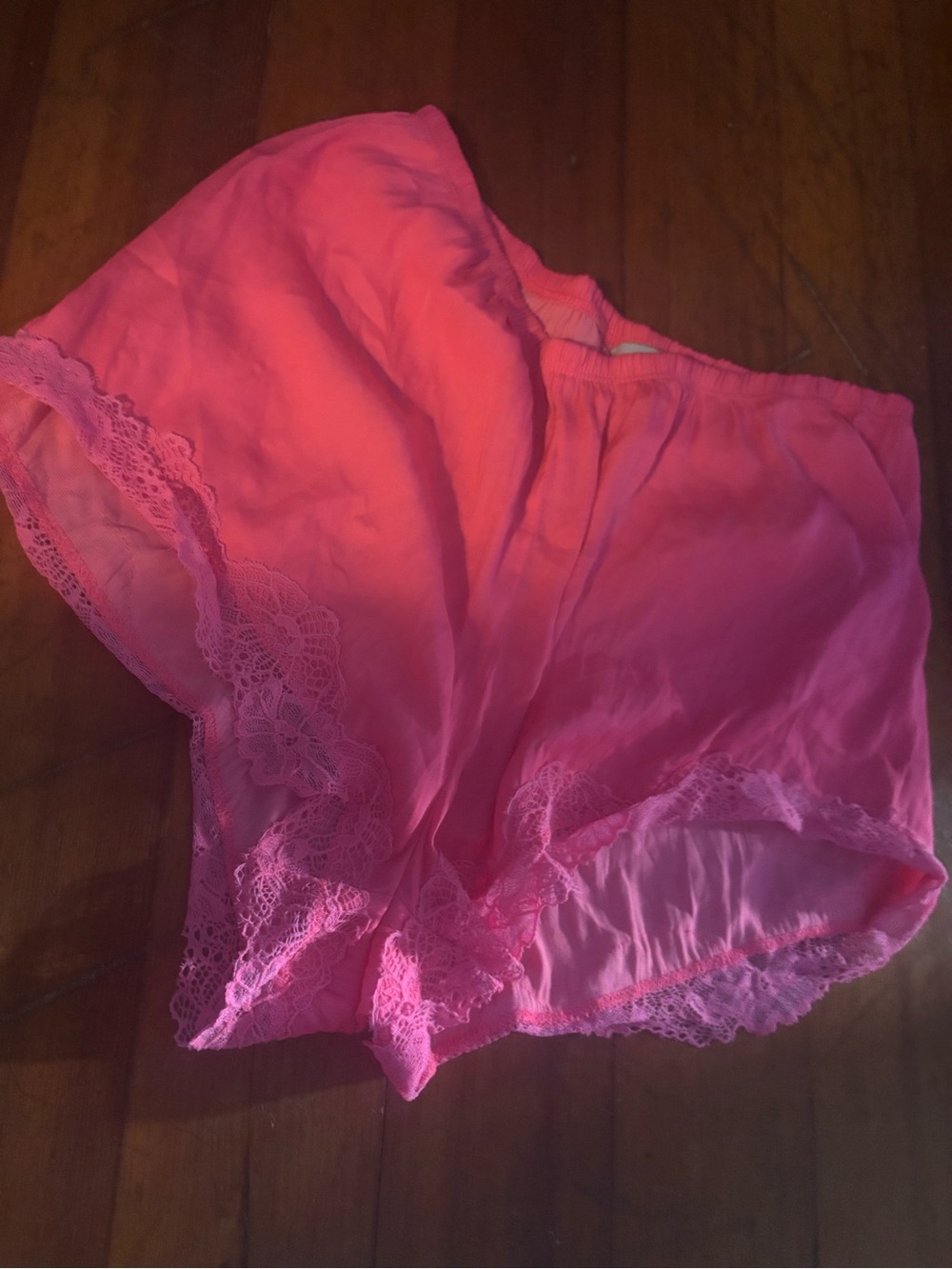Women's Pink Lace Trim Sleep Shorts